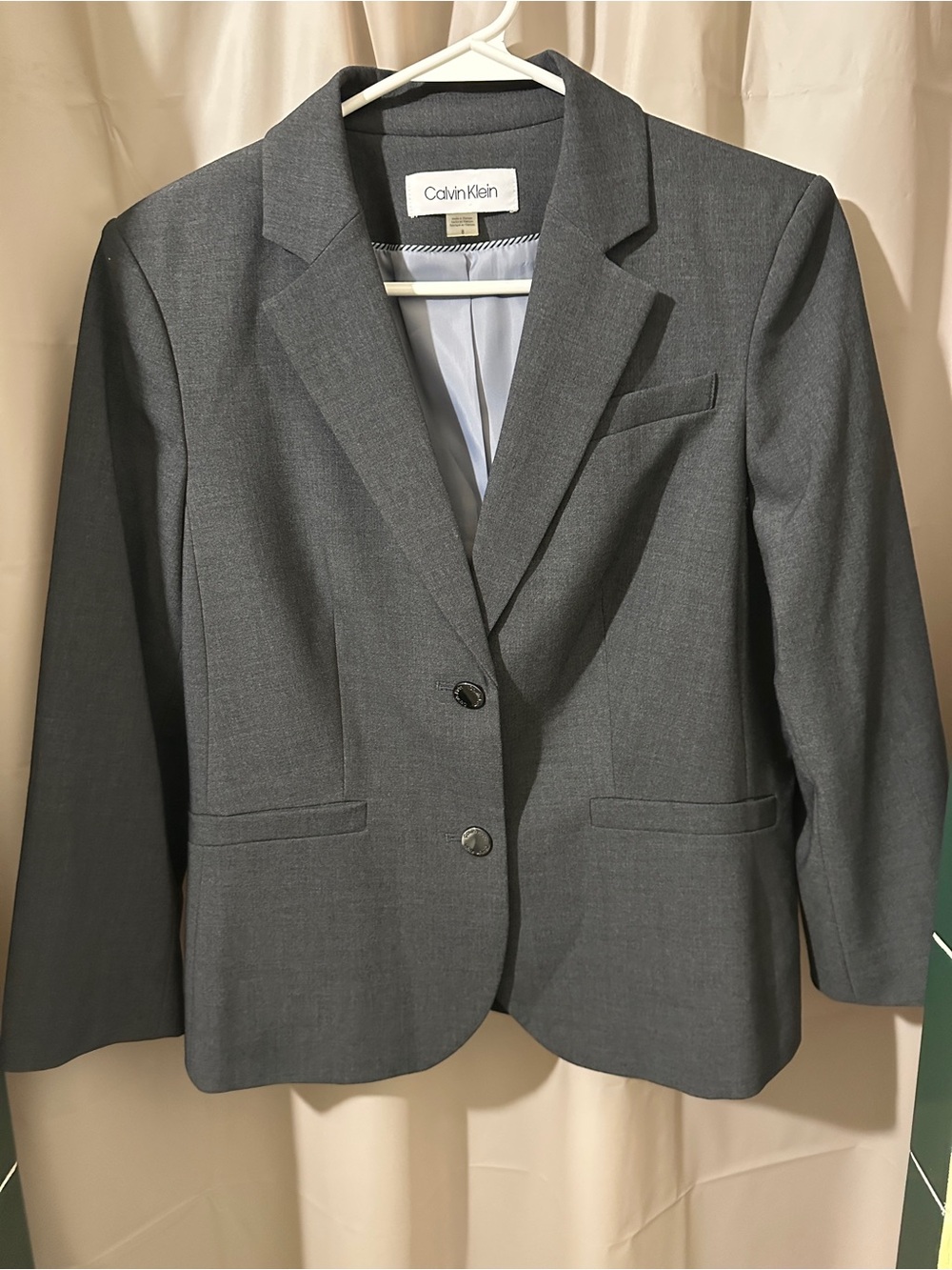 Calvin Klein Women's Charcoal Gray Two-Button Blazer